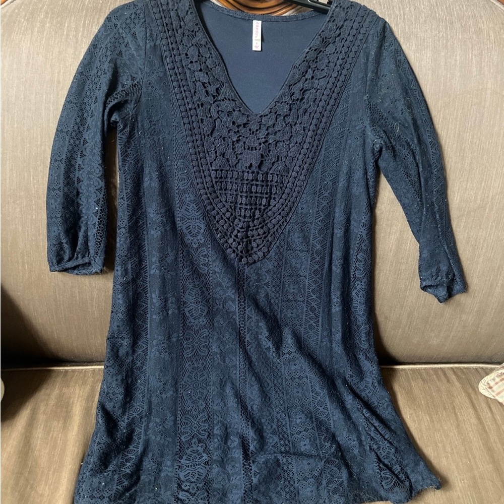 Xhilaration Dark Blue Lace Dress